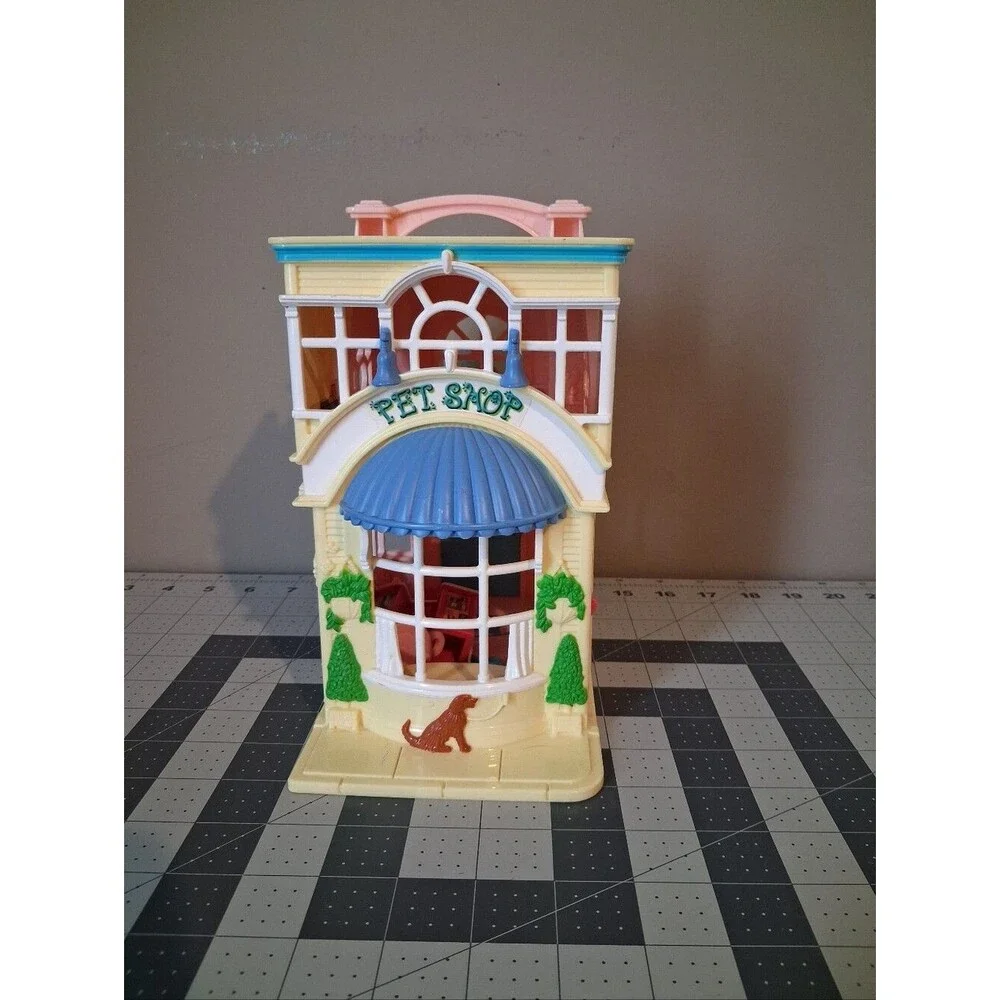 Vintage Fisher Price Mattel Sweet Streets Beauty Salon Pet Shop Pink Yellow